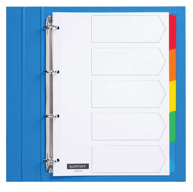 Tabs Quantore 4-hole cardboard 5-part white