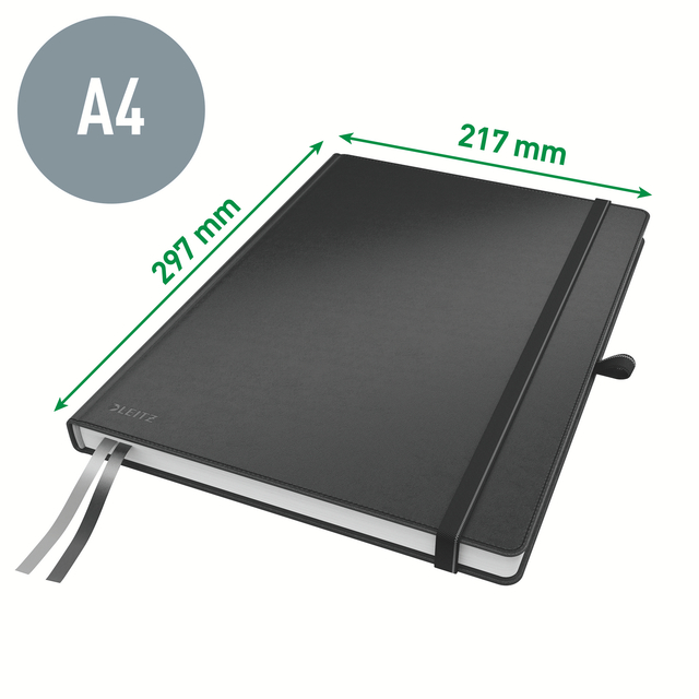 Notitieboek Leitz Complete A4 160blz 100gr lijn zwart