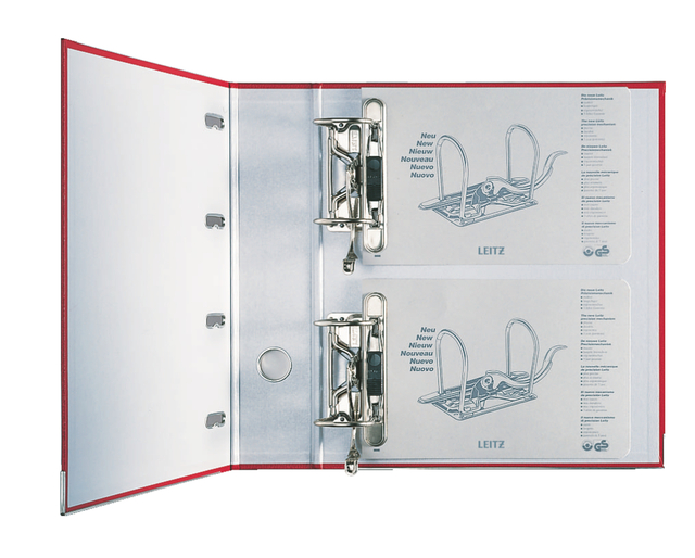 Giro-bank ordner Leitz A4 met dubbele mechaniek 80mm PP rood