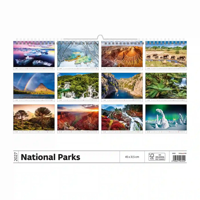 Kalender 2027 Helma 365 31.5x45cm Nationale parken