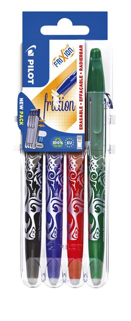 Rollerpen PILOT friXion medium basis assorti Set2Go à 4 stuk