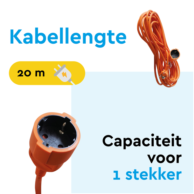Verlengkabel BRASQ 20m oranje