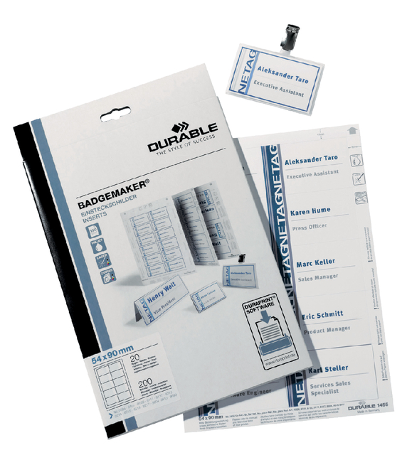 Durable Badgemaker Inserts 54x90mm 1455