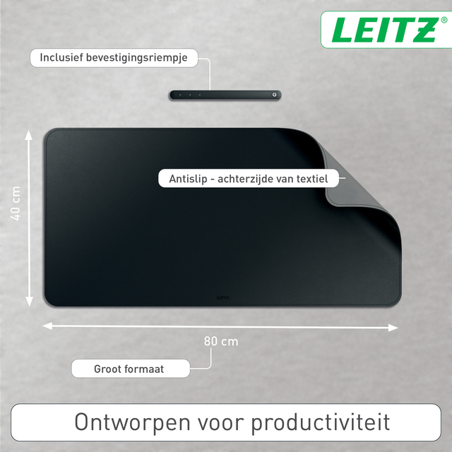 Bureau-onderlegger Leitz 80x40cm oprolbaar zwart