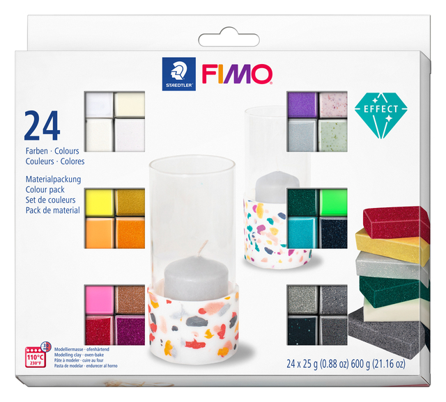 Klei Fimo  effect colour pak à 24 kleure
