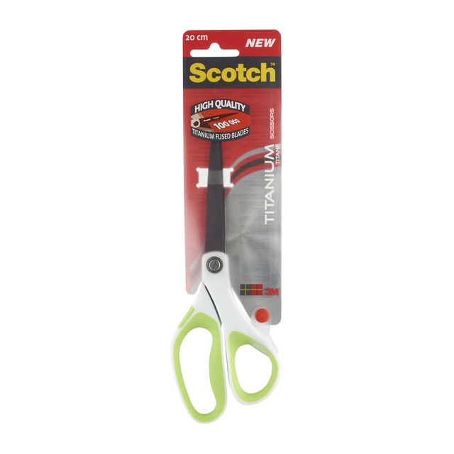 Scissors Scotch 20cm titanium with large eye green blister