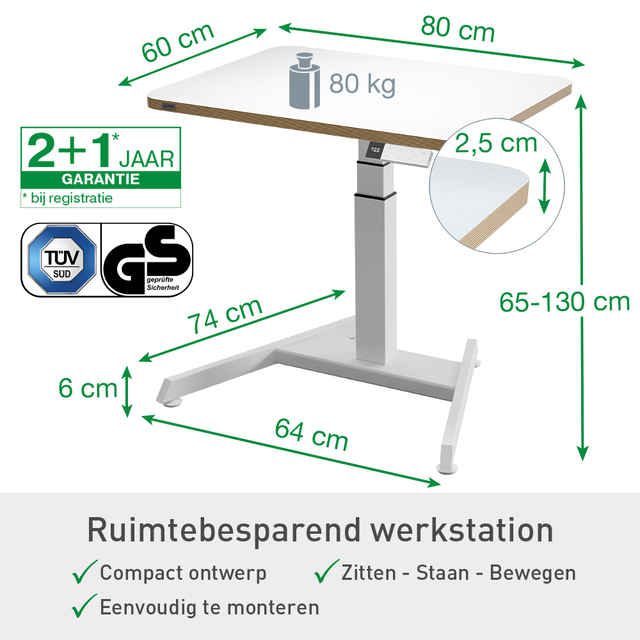 Ergo Elektrische thuiswerkplek set Leitz pakket 3