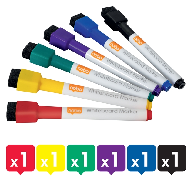 Dry Erase Markers Assorted Colours (6)