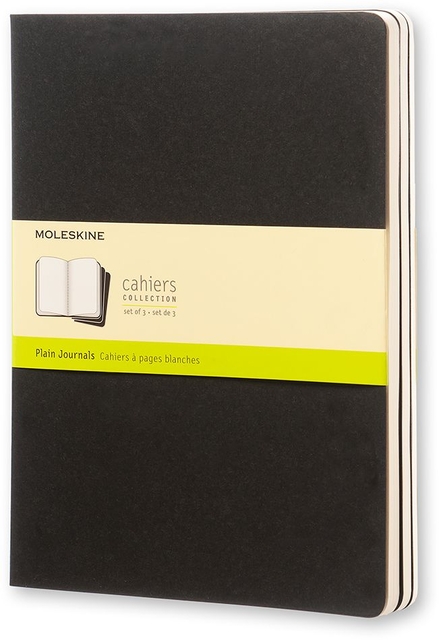 Schrift Moleskine 190x250mm blanco 240 pagina's 70gr zwart set à 3 stuk