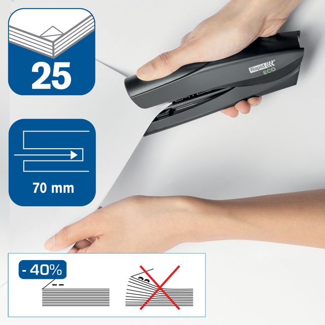 Stapler Rapid Fashion Eco full-strip 25 sheets black