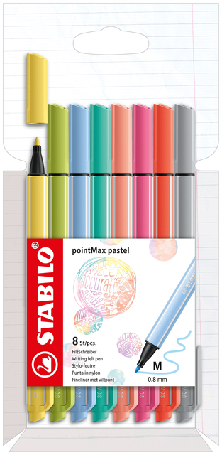 Viltstift STABILO pointMax 488/8 medium assorti pastel etui à 8 stuk