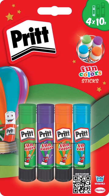 Glue stick Pritt Stick 10gr FUN Colors 1 blister of 4 pieces