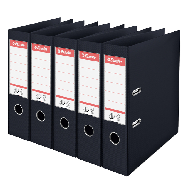 Lever arch file Esselte No.1 VIVIDA 75mm PP A4 black 5 pieces
