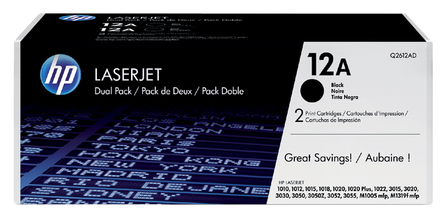 HP 12A Toner Cart Black PK2 Q2612AD
