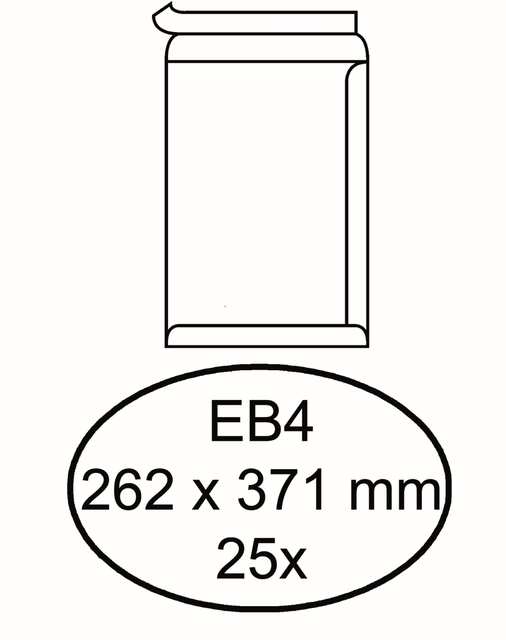 Envelop Hermes akte EB4 262x371mm zelfklevend wit pak à 25 stuk