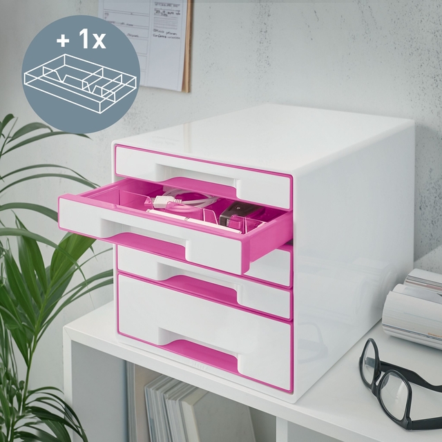 Ladenblok Leitz WOW 5 laden wit/roze
