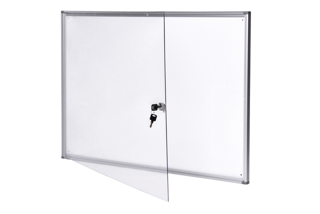 Binnenvitrine wand MAULextraslim whiteboard 8xA4 met slot