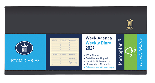 Agenda 2027 Ryam Memoplan 7 Nappa 7dagen/2pagina's landscape assorti