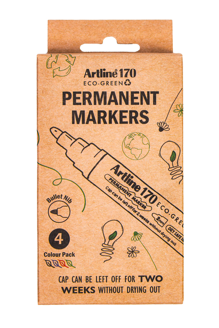 Permanent marker Artline 170 Dry Safe Eco rond medium ass 4 stuks