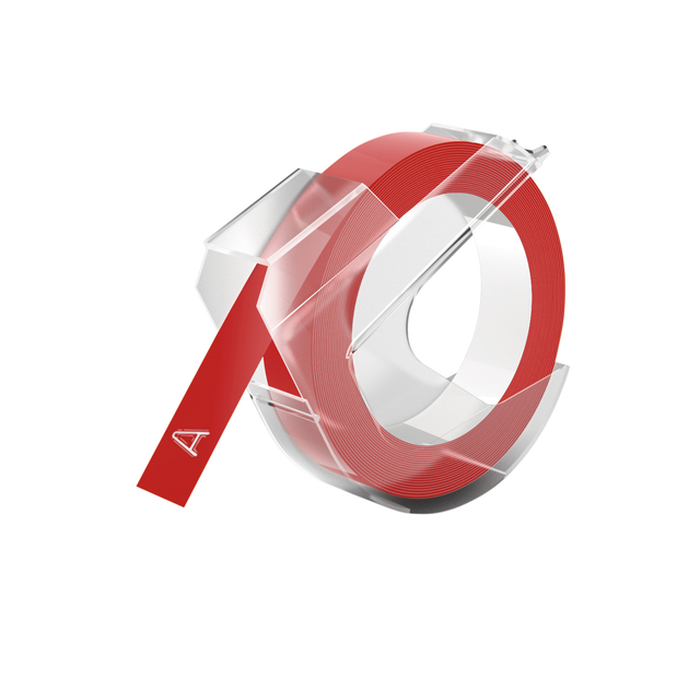 Reliëftape Dymo embossing vinyl 9mm wit op roo