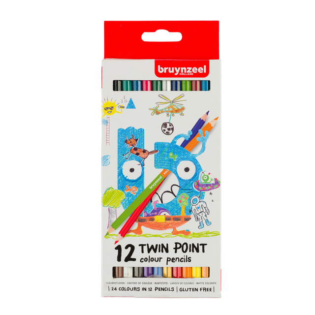 Kleurpotlood Bruynzeel Kids Twin Point blister à 12 stuks assort