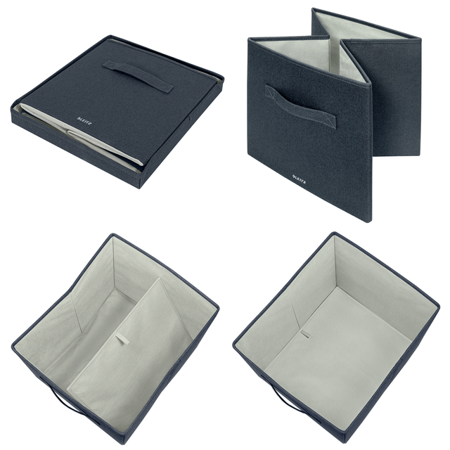 Opbergdoos Leitz gestoffeerd met deksel 330x325x380mm grijs 2 st