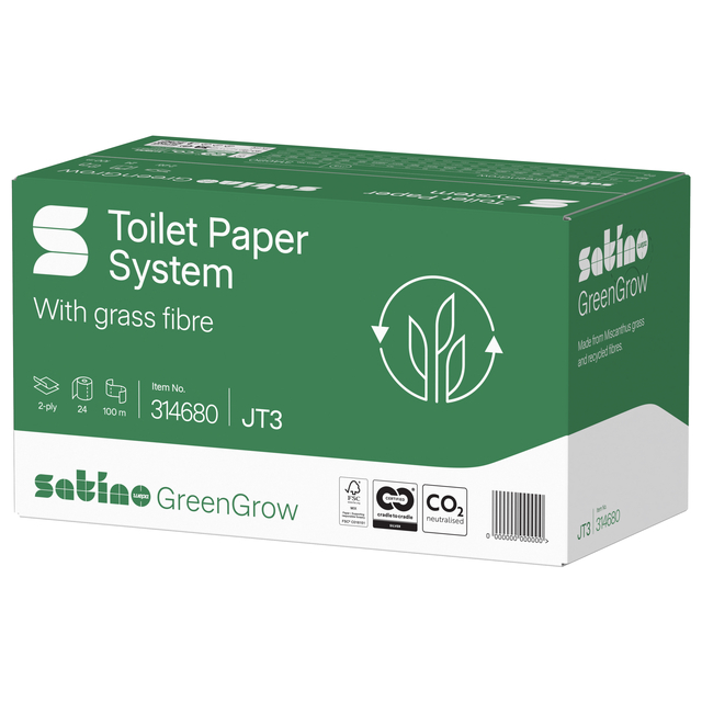Toiletpapier BlackSatino ST10 GreenGrow systeemrol 2-laags 100m naturel 314680