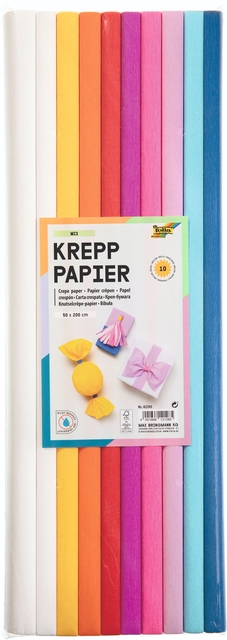 Crêpepapier Folia 50x200cm Mix 10 kleure