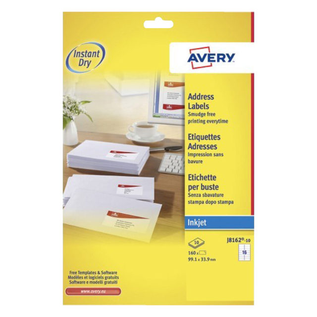 Etiket Avery J8162-10 99.1x33.9mm wit 160stuks