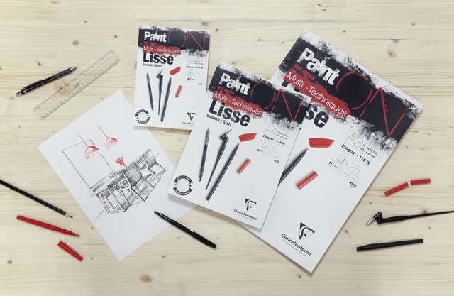Tekenblok Clairefontaine Paint On A4 glad 25 vel 250gr wit