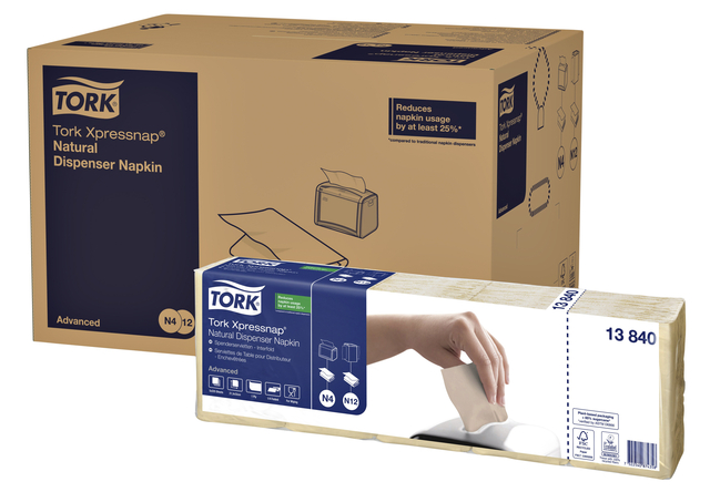 Servet Tork N4 Xpressnap Advanced 1/4 vouw 1-laags 213x330mm 1125 vel naturel 13840
