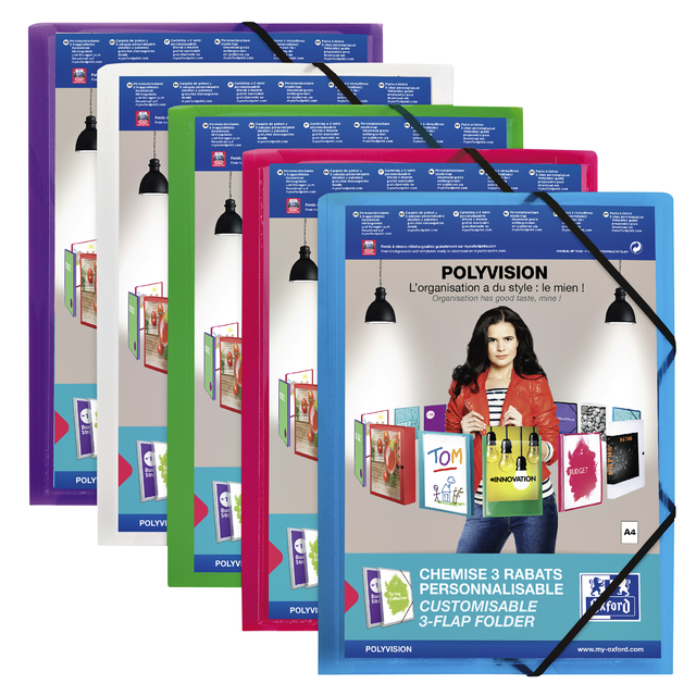 3 Flap Folder with elastics Elba Polyvision A4 translucent Clear
