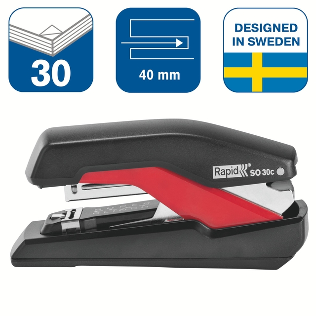 Stapler Rapid SO30c half strip 30 sheets 24/6 black/red