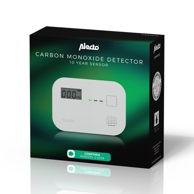 Koolmonoxidemelder Alecto 10 jaar sensor en display COA3910 wit