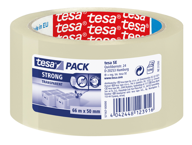 Verpakkingstape tesapack® Strong 66mx50mm PP transparan