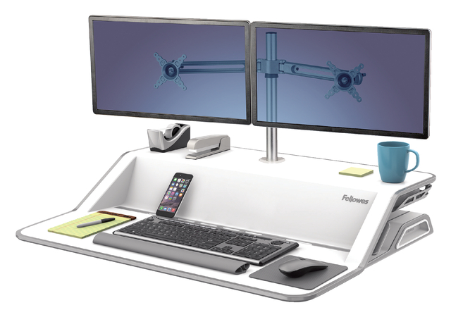Zit-Sta monitorarm Fellowes dubbel zwart