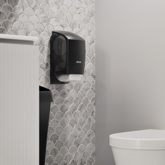 Toiletpapierdispenser Katrin systeemrol duo zwart 77519