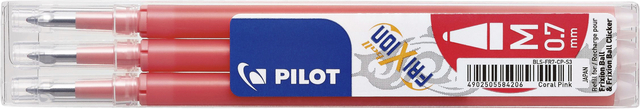 Rollerpenvulling Pilot friXion medium koraalroze set à 3 stuk