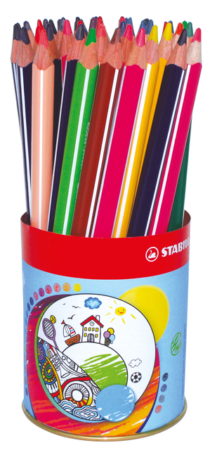Kleurpotloden STABILO 203 Trio dik assorti classpack blik à 38 stuk