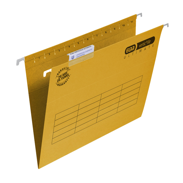Elba Ultimate A4 Suspension File Vertic file For Drawer V Base; Box Of 25;  Yellow