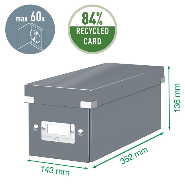 DVD-opbergdoos Leitz Click & Store WOW  gerecycled karton 206x147x352mm zwart