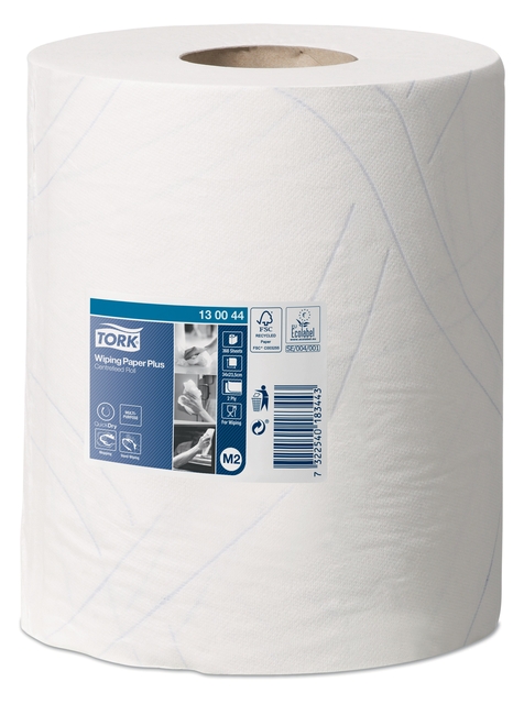 Poetspapier Tork M2 Plus Premium 2-laags 125m wit 130044