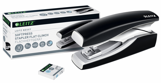 Stapler Leitz NeXXt Softpress Flat Clinch 30 sheets black
