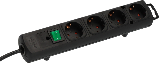 Stekkerdoos Brennenstuhl Comfort Plus 4vdg incl platte stekker 2m zw