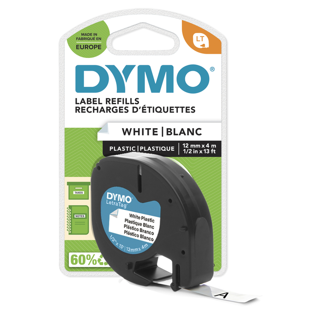 Dymo LT Plstc Tpe 12mmx4m Wht/S0721610