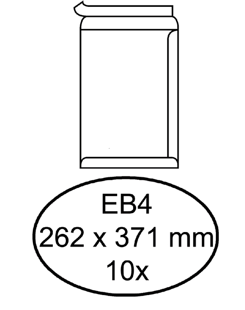 Envelop Hermes akte EB4 262x371mm zelfklevend wit pak à 10 stuk