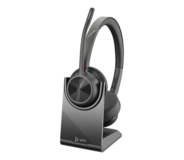 Headset HP POLY Voyager 4320-M met BT700 dongle en oplaadstatief