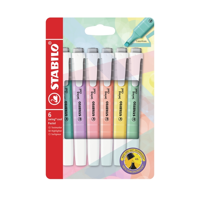 Markeerstift STABILO Swing cool 275/6 pastel assorti etui à 6 stuk