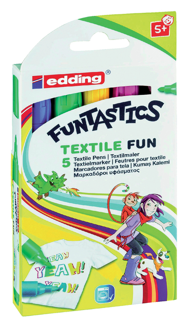 edding 17 FUNTASTICS TEXTILE FUN textile marker for children set of 5 assorted