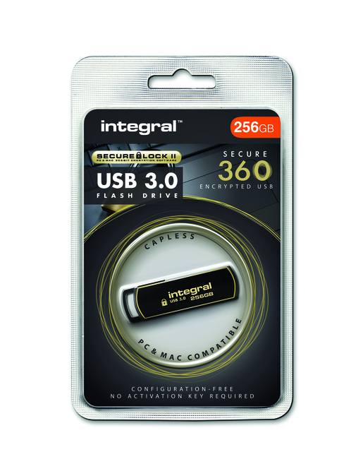 USB-stick Integral 3.0 Secure 360 256GB zwart